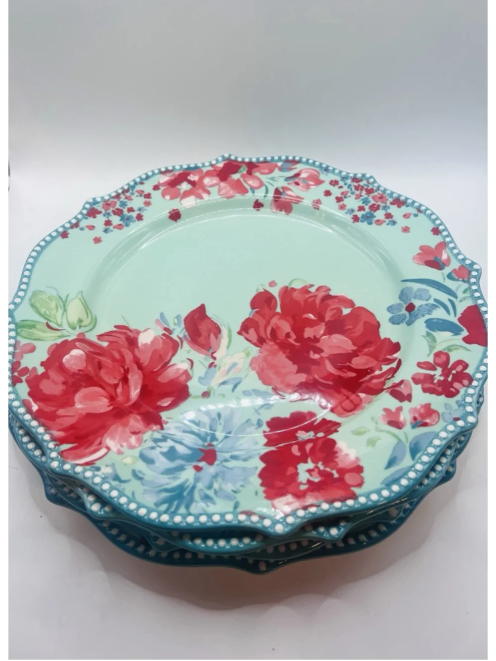 Set of (4) Pioneer Woman Gorgeous Garden Stoneware Dinner Plates 10 3/4”
